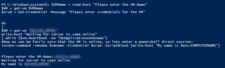 Featured image of post Mini-blog: Wait for VM to come online, then execute Powershell direct